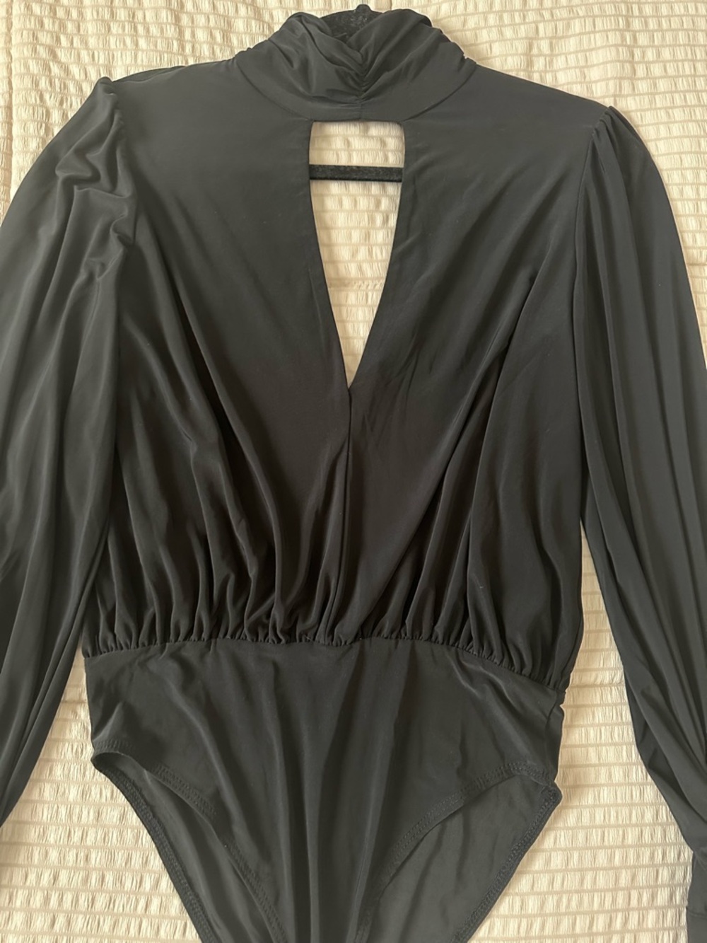 Forever 21 Black Long-Sleeve V-Neck Cutout Bodysuit